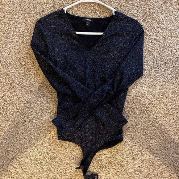 Express Other Sparkly Black Express Bodysuit Poshmark